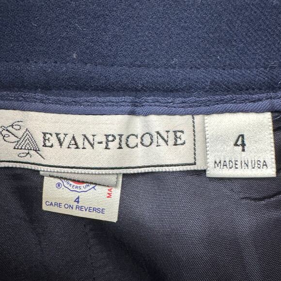 Vintage Wool Navy Evan Pickne Pencil Skirt Back Slit Pockets Classic USA Size 4 - Picture 4 of 6